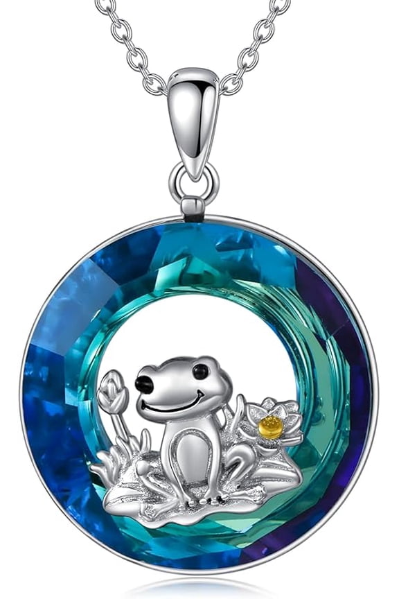 Hummingbird/Koala/Cat/Frog/Panda Crystal Necklace for Women 925 Sterling Silver Circle Crystal Animal Pendant Necklace Animal Jewelry Birthday Graduation Gift For Women