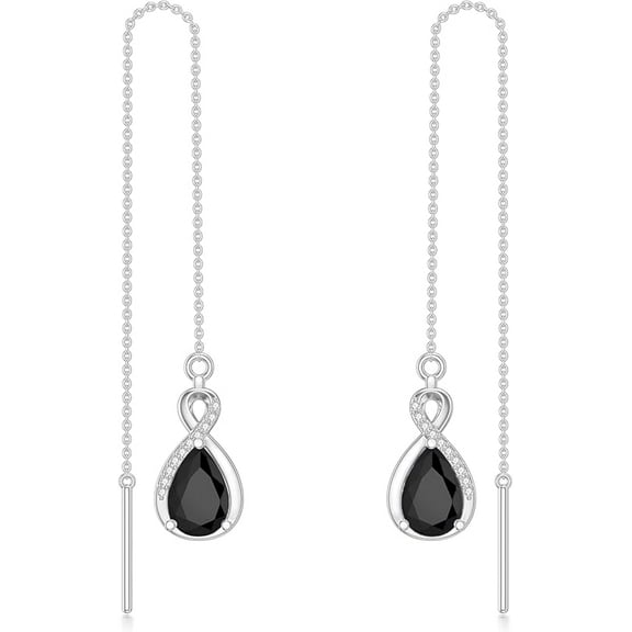 DVEATR Infinity Gemstone Threader Earrings Long Chain Drop Earrings 925 Sterling Silver 12 Birthstone Birthday Jewelry Gifts for Women