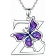 thumbnail image 1 of DVEATR Initial Necklace for Women 925 Sterling Silver Purple Butterfly with A-Z 26 Letters Pendant Necklace for Graduation Gifts, 1 of 10
