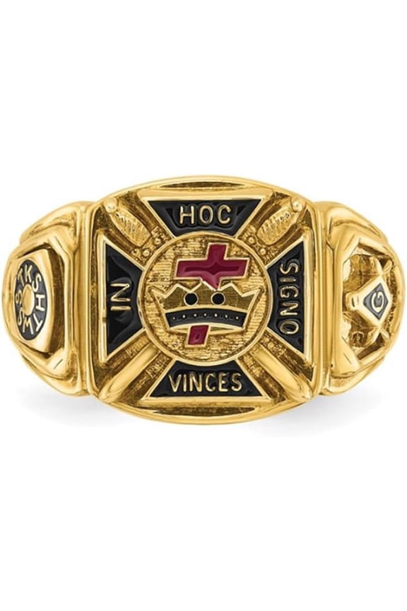 Knights Templar Masonic Rings for Men, 925 Sterling Silver 18K Gold-plated Freemason Master Ring, Crusader Biker Band Jewelry Gifts for Him Father Husband