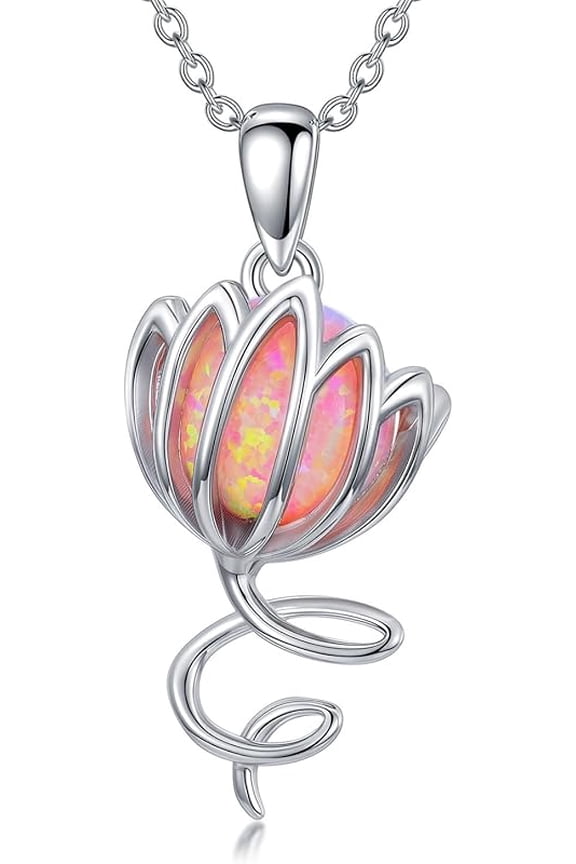Lotus Necklace 925 Sterling Silver Open Lotus Flower Pendant Necklace Jewelry Birthday Yoga Gifts for Women Mom