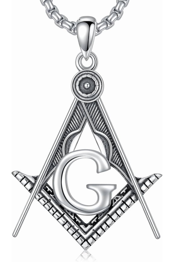 Masonic Necklace 925 Sterling Silver Freemason Masonic Pendant Necklace Freemason Gifts for Men Women