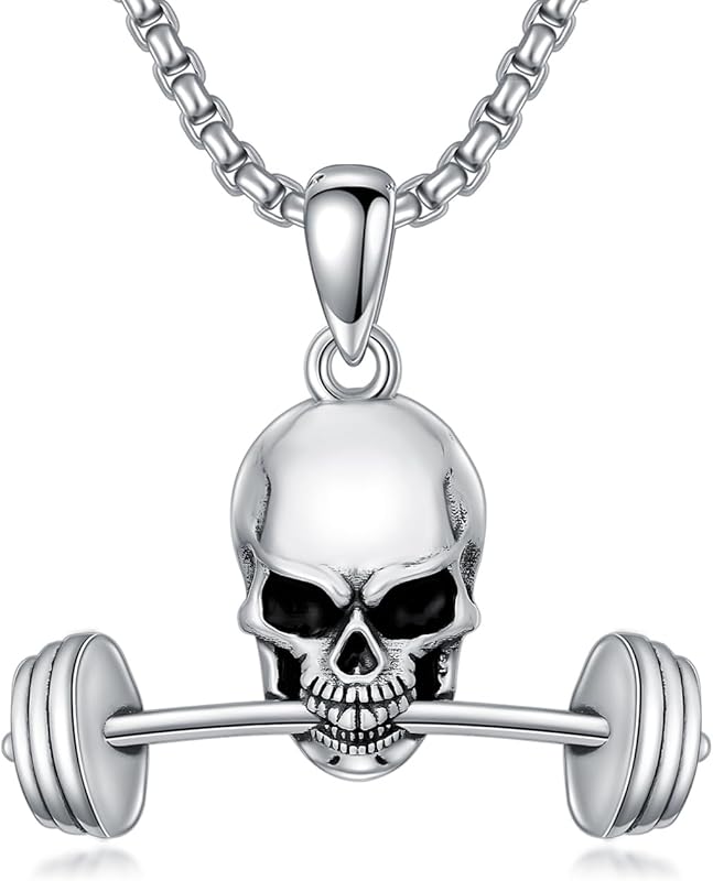 DVEATR Memento Mori Skull Necklace for Men Women in 925 Sterling Silver ...