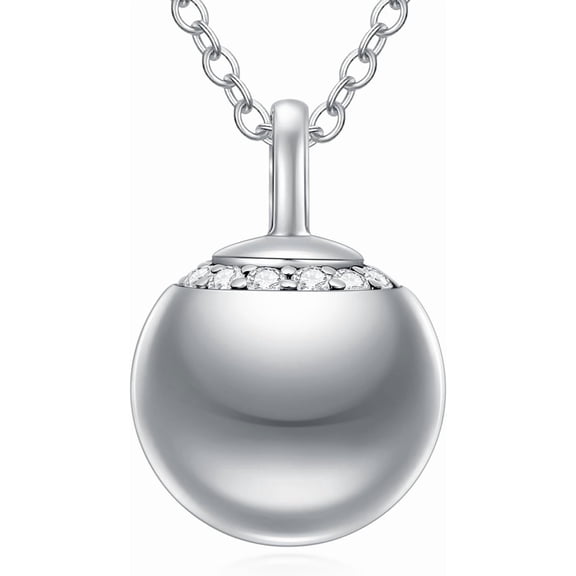 DVEATR Minimalist Single Harmony Ball Pendant Necklace for Women, 925 Sterling Silver Moissanite Single Ball Necklaces Jewelry Gift for Women Mom Wife