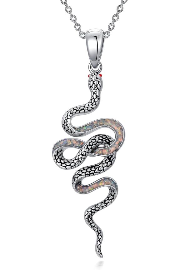 Natural Opal Snake Necklace for Women 925 Sterling Silver Sunflower Snake Pendant Holiday Commemorative Gifts