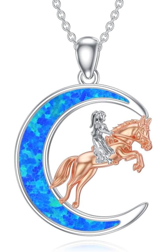 Opal Necklace Sterling Silver Cow/Bear/Deer/Wolf/Horse/Tiger/Cat/Dog and Women Men Necklace Jewelry Gifts for Women Animals Necklace Pendant Necklace for Women -6