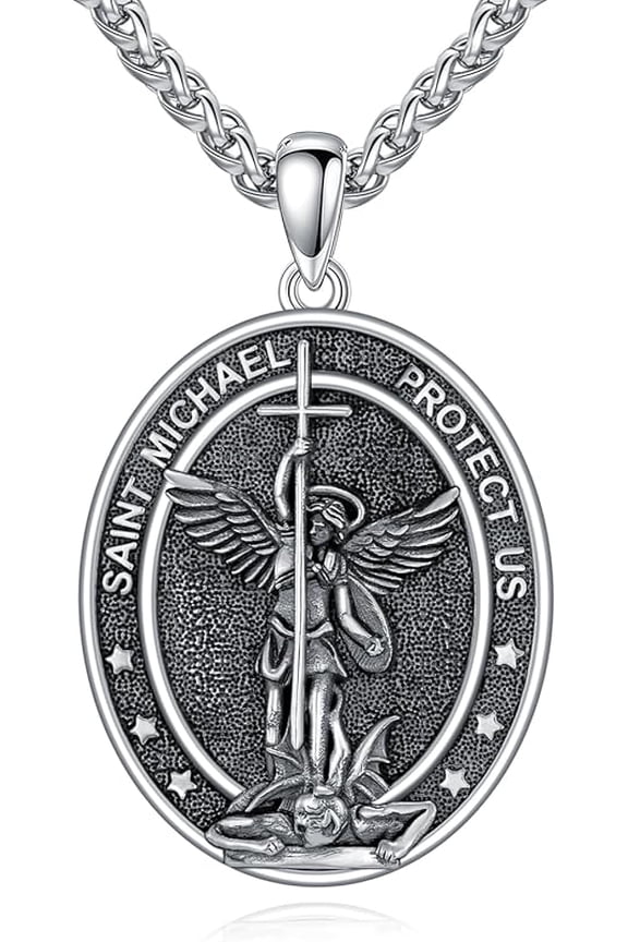 Patron Saint Necklace 925 Sterling Silver Amulet Protection Pendant Religious Jewelry for Men Women