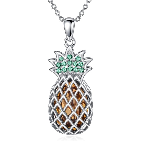DVEATR Pineapple Necklace Birthstone for Women 925 Sterling Silver Pineapple Pendant Necklace Jewelry Gift for Women