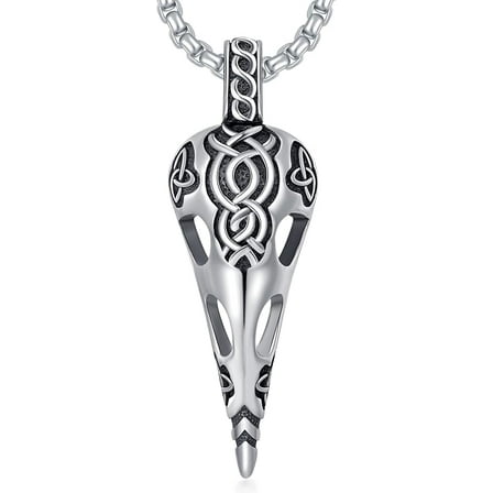 DVEATR Raven Necklace 925 Sterling Silver Gothic Crow Pendant Jewelry for Men Women