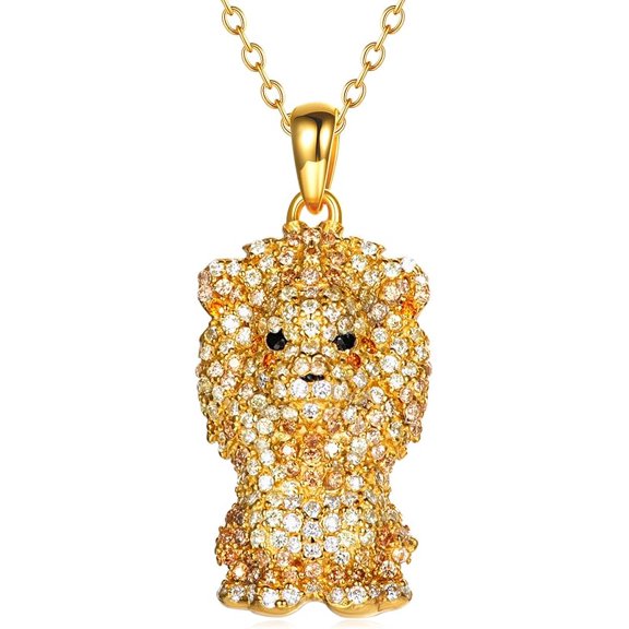 DVEATR S925 Sterling Silver Animals Pendant 7A Cubic Zirconia Panda/Elephant/Owl/Hummingbird/Cow/Mouse/Giraffe/Lion/Chicken/Monkey/Parrot/Bird Necklaces for Women