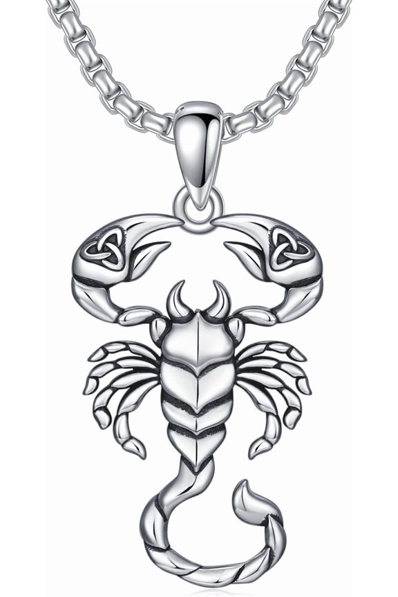 Scorpion Necklace 925 Sterling Silver Celtic Knot Animal Pendant Jewelry Gift for Men
