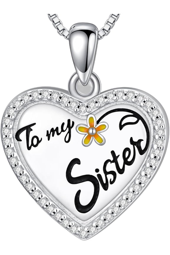 Sister Heart Locket Necklace 925 Sterling Silver Heart Locket Necklace That Hold Picture Brithday Day for Sister BFF