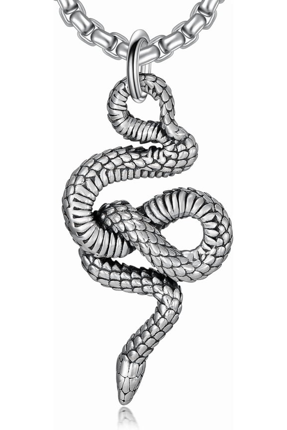 Snake Necklace 925 Sterling Silver Snake Animal Pendant Gothic Jewelry Gifts for Men Women