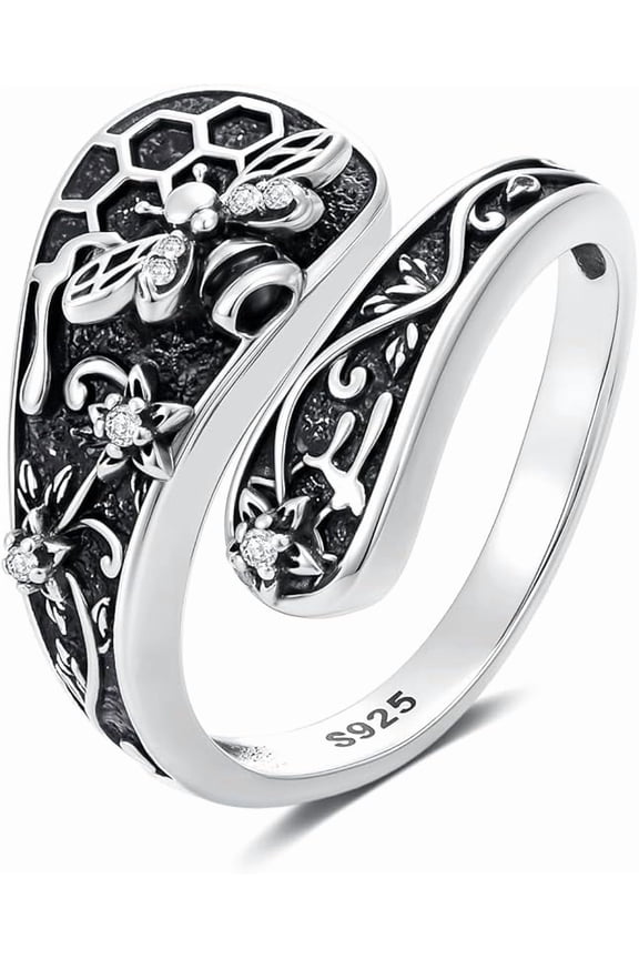 Spoon Ring for Women 925 Sterling Silver Spoon Rings Adjustable Oxidized Vintage Thumb Rings Sunflower Hummingbird Butterfly Bee Cardinal Jewelry Gifts for Women Men