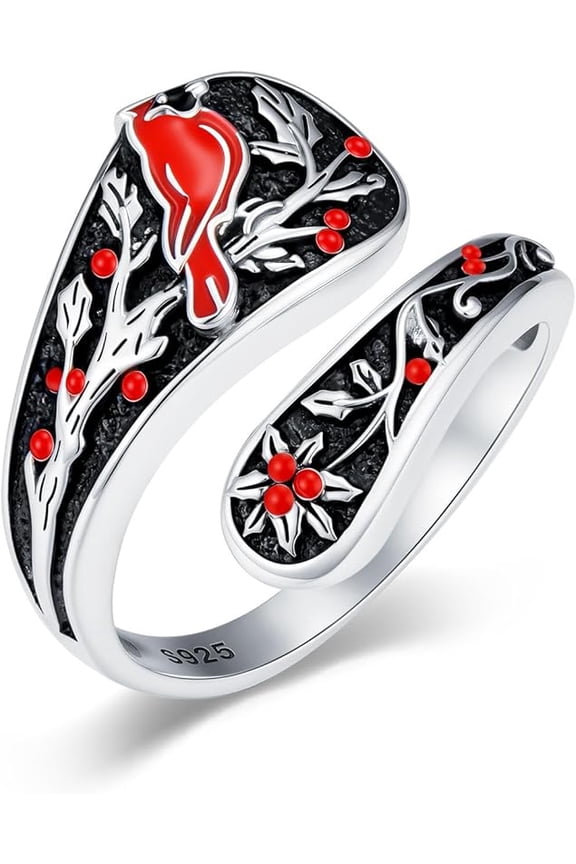 Spoon Ring for Women 925 Sterling Silver Spoon Rings Adjustable Oxidized Vintage Thumb Rings Sunflower Hummingbird Butterfly Bee Cardinal Jewelry Gifts for Women Men