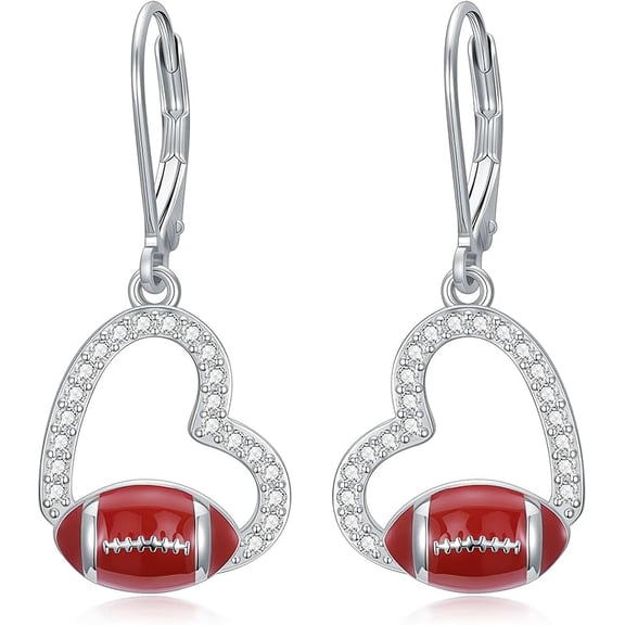 DVEATR Sport Earrings for Women 925 Sterling Silver Soccer Football Drop Earrings