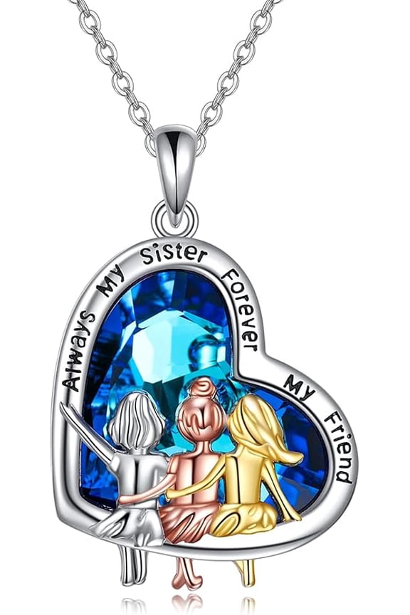 Sterling Silver Sister Necklace for 2, 3 Sisters Pendant, Big Litter Sisters Birthday Jewelry Gift