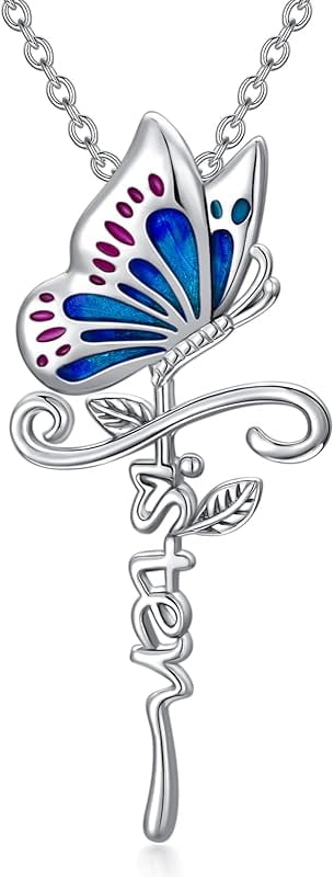 DVEATR Sterling Silver Sunflower & Rose Flower Butterfly & Lotus Pendant - Sister & Friendship Gift for Women