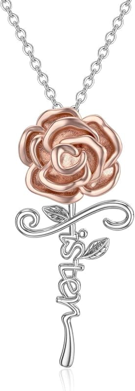 DVEATR Sterling Silver Sunflower & Rose Flower Butterfly & Lotus Pendant - Sister & Friendship Gift for Women