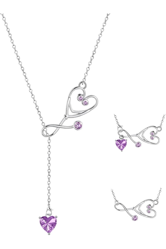Stethoscope Necklace 925 Sterling Silver Medical Jewelry with Birthstone, Gift for Doctors Nurses Medical Students, Graduation RN Present