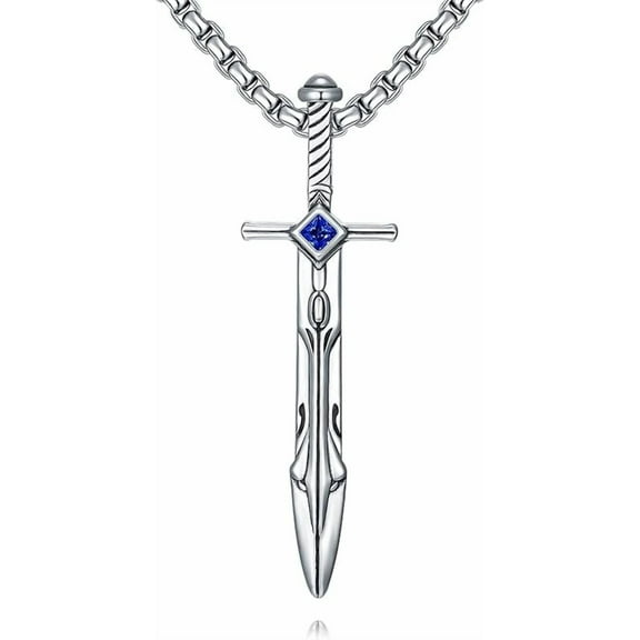 DVEATR Sword Necklace 925 Sterling Silver Sword Dagger Pendant for Men