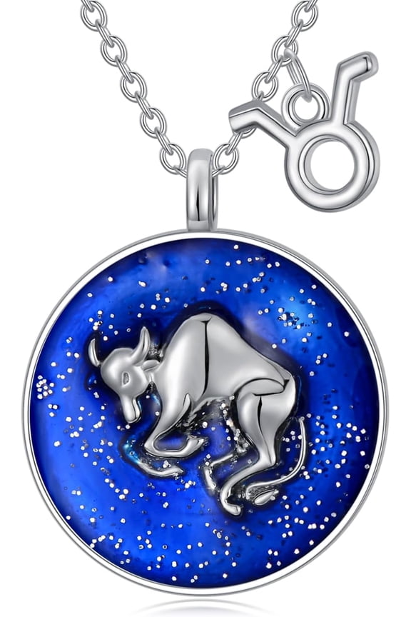 Taurus Necklace 925 Sterling Silver Taurus Pendant Necklaces Horoscope Medallion Choker Coin Dainty Taurus Zodiac Necklace Birthday for Women