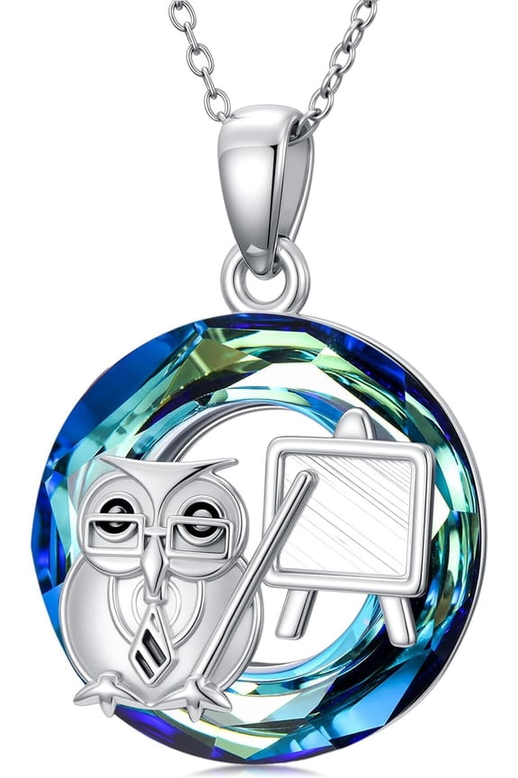 Teacher Necklace Sterling Silver Owl Teacher Appreciation Gifts Jewelry for Women