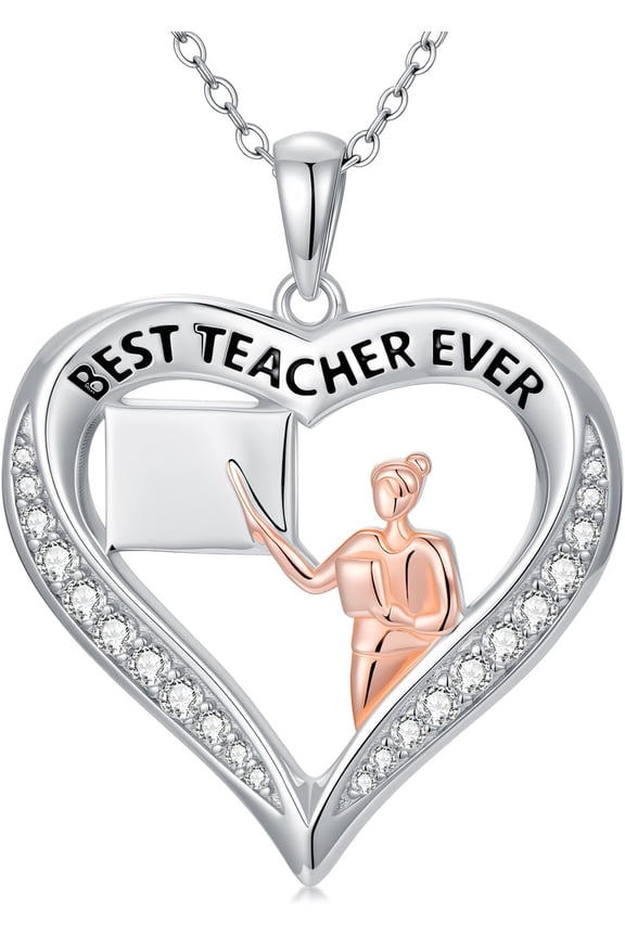 Teacher Necklace Sterling Silver Teacher Appreciation Gifts Jewelry for Women