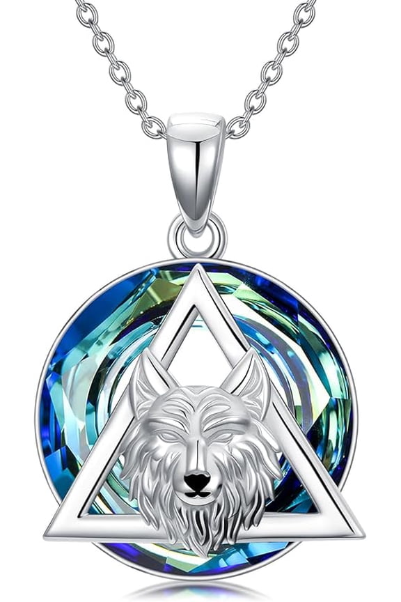 Therian Necklace Sterling Silver Wolf Head Therian Symbol Necklace Therian Jewelry for Women