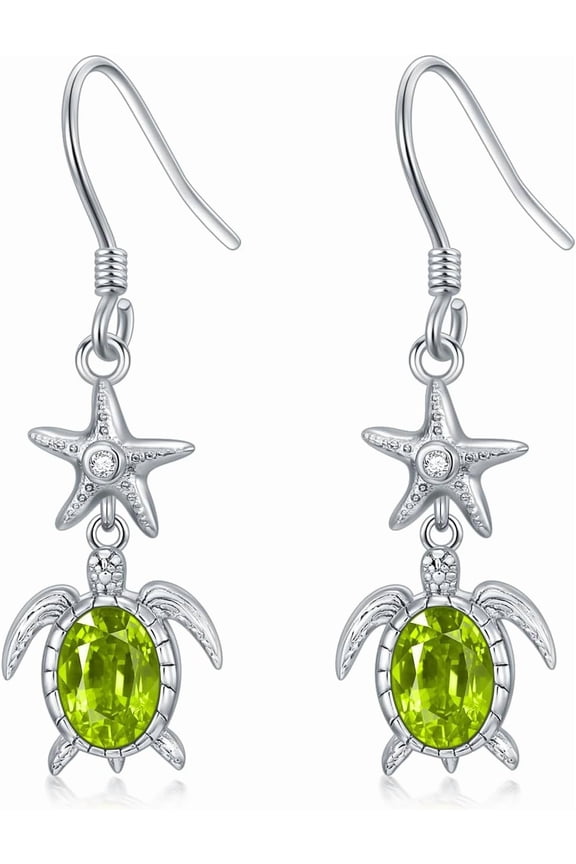 Turtle Earrings for Women 925 Sterling Silver Sea Turtle and Starfish Dangle Drop Earring Summer Animal Jewelry Gifts for Mom Wife