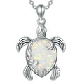 thumbnail image 1 of DVEATR Turtle White Opal Necklace 925 Sterling Silver Beach Pendant for Women October Birthstone Birthday Holiday Jewelry Gifts 18-inch Chain and 2-inch Extender, 1 of 7