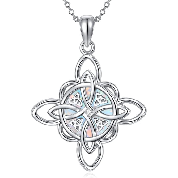 DVEATR Witches Knot Necklace, Celtic Knot Pendant with Triquetra Trinity Irish Necklaces for Women