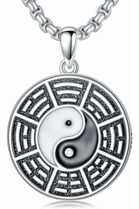 Yin Yang Necklace for Men 925 Sterling Silver TaiChi Amulet Pendant Jewelry Gifts for Women Men
