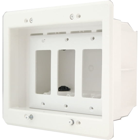 DVFR3W-1 Recessed Electrical Outlet Mounting Box with Paintable Wall Plate, 3-Gang, White