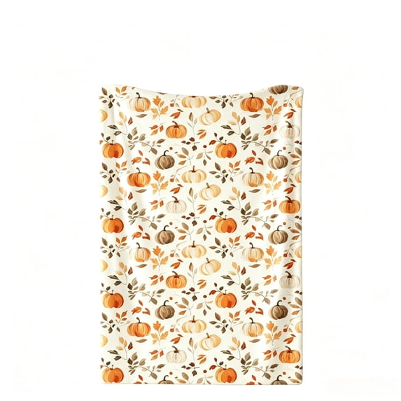DVGRVO Autumn Pumpkin & Leaves Flannel Throw Blanket – Soft Plush Fall Decor Blanket for Sofa, Bed & Camping (27.56" x 39.37")