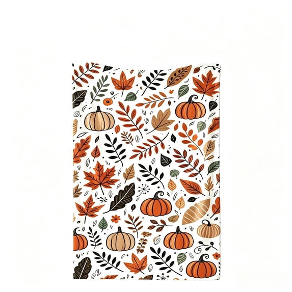 DVGRVO Autumn Pumpkin & Leaves Flannel Throw Blanket – Soft Plush Fall Decor Blanket for Sofa, Bed & Camping (27.56" x 39.37")