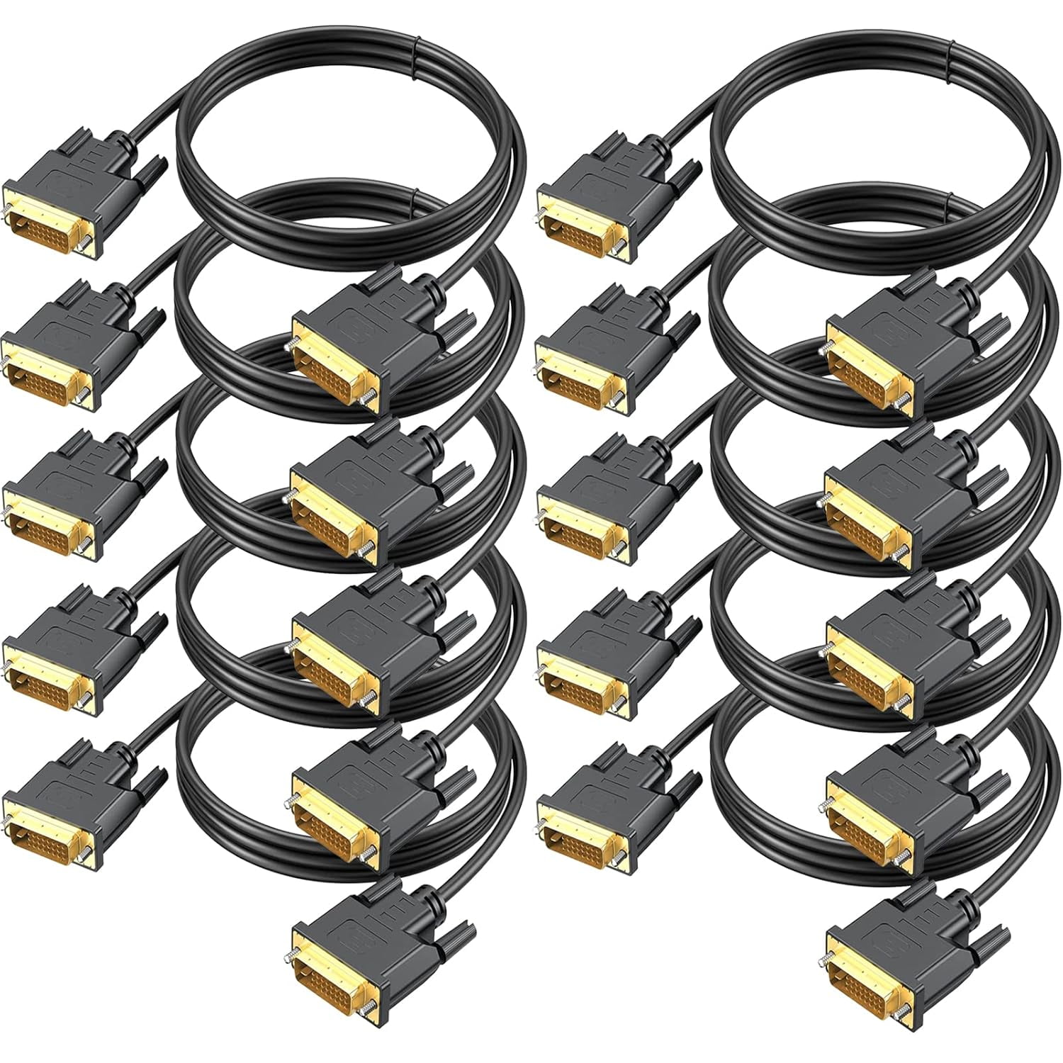 DVI to DVI Cable 10Pack, 6 FT DVID to DVID (24+1) Dual Link Cable