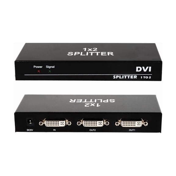 DVI Splitter 1 in 2 Out 2 Port DVI Dual Monitors Distribution Duplicator Video Splitter (EDID Management) Support Resolution up to 4K2K/30HZ for PC Laptop DVR Projector HDTV