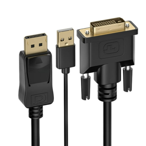 DVI to Displayport Converter Adapter Cable with USB Power Supply, DVI-D input to DP output Video Cable Support 1080 Full HD