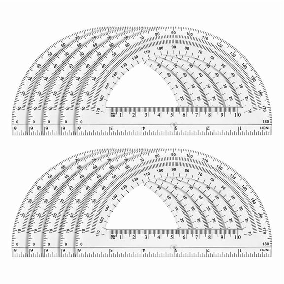 DVJOY 10 Pack Clear Protractor Set,6 Inch Plastic Geometry Tools,180 Degree Measurement for School,,Classroom Durable clear protractor