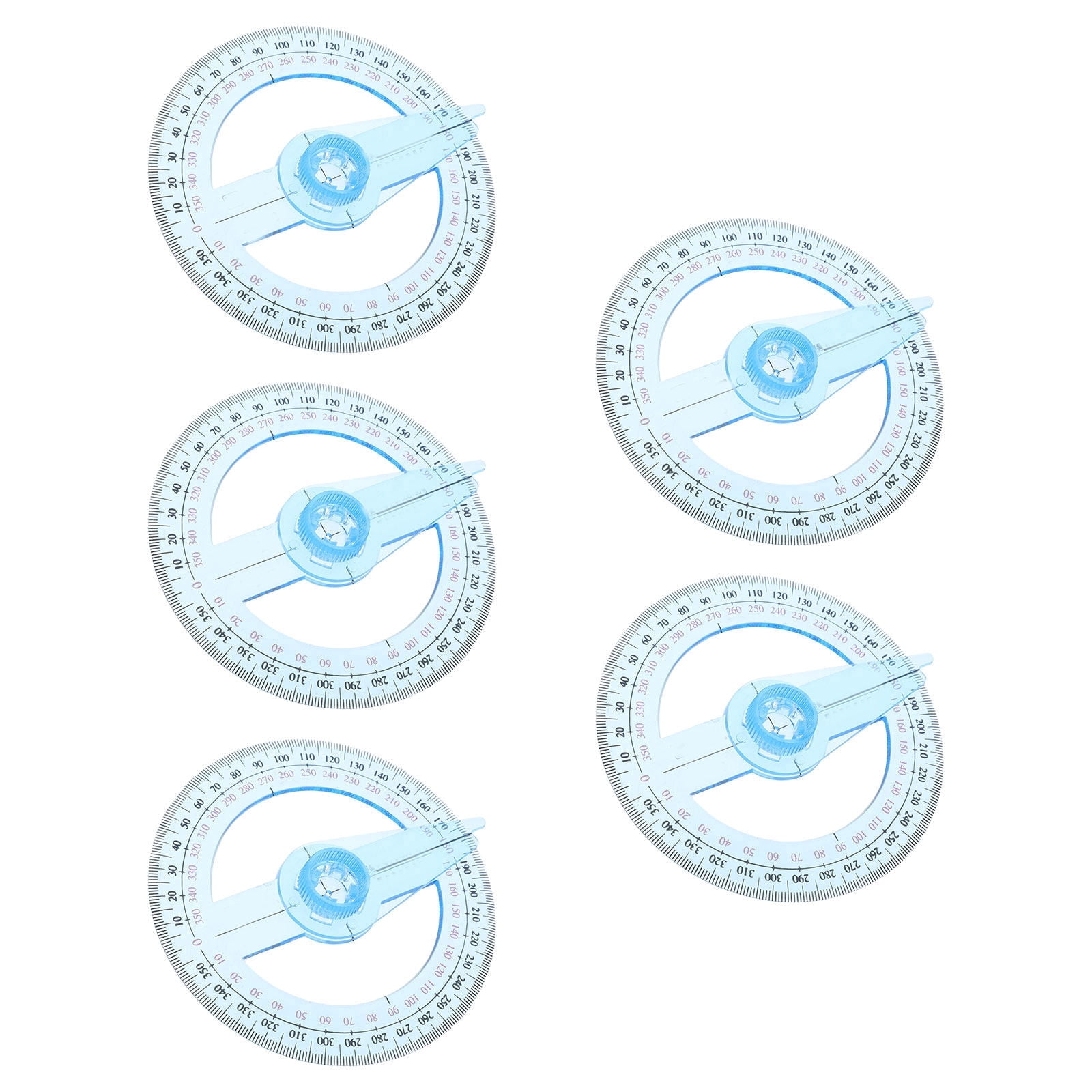 DVJOY 5-Pack Clear Plastic Protractors for Math,Engineering,,and ...