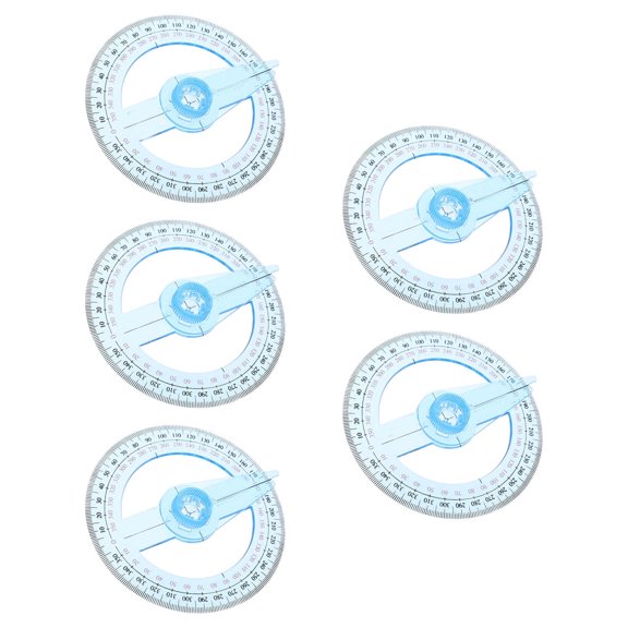 DVJOY 5-Pack Clear Plastic Protractors for Math,Engineering,,and Measurement Tools-Precise clear protractor set for geometry