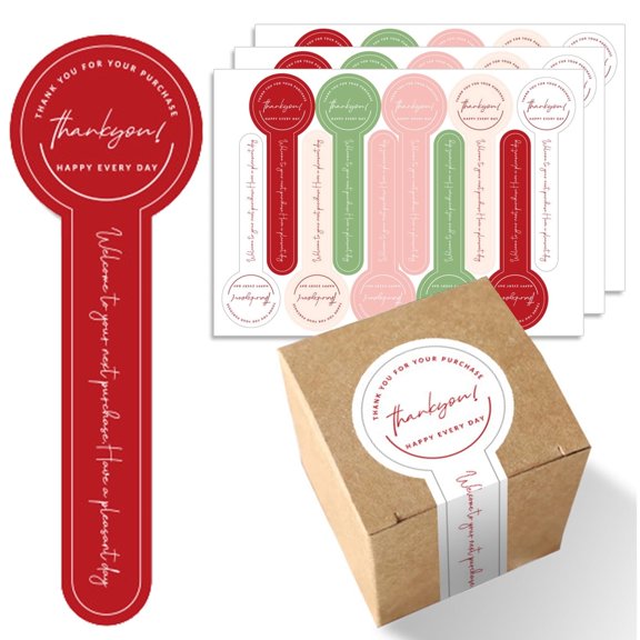 DVJOY 500Pcs Thank You Stickers for Small Business, 5 Colors Bottle Neck Wrap Labels, 3.39" Thank You for Your Purchase Stickers for Packaging, Colorful Design thank you stickers