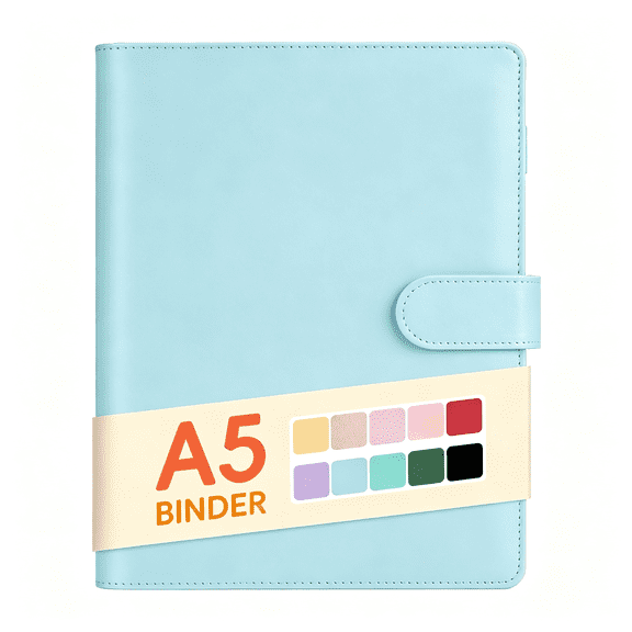 DVJOY A5 Notebook Photocard Binder,6 Ring Planner,Stylish Mini Binder PU Leather Notebook
