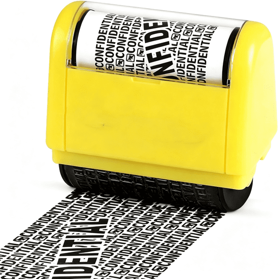DVJOY Identity Theft Roller Stamp, Theft Guard Confidential Ink Stamp for Identity Protection, Wide Rolling Security Stamp, Privacy Protection Stamps, Black