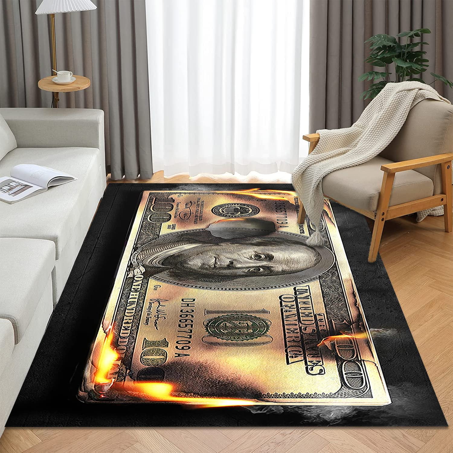 DVKKHD 4x6 Rug for Living Room Decorations, Modern Non Skid Money Rug ...