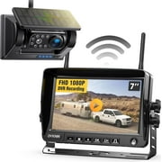 DVKNM Magnetic Solar Wireless Backup Camera System 7 Inch HD 1080P Waterproof DVR Monitor for Hitching Gooseneck Horse Trailer Fifth Wheels RVs Trucks