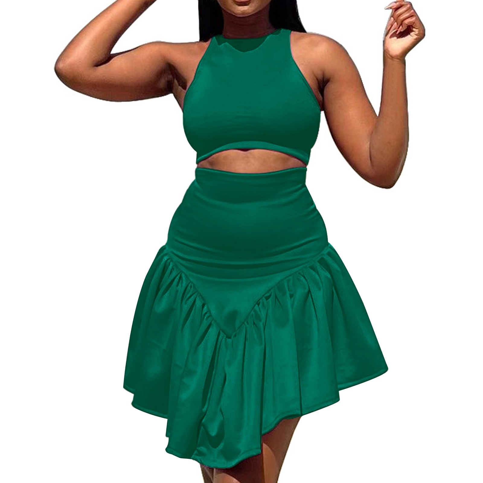 DVKOVI 2 Piece Sets for Women Summer High Waist Skirts Set Women's