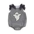 thumbnail image 1 of Vdoaml Baby Girl Halloween Sleeveless Romper Newborns Bodysuit with Shoulder Bows Infant Autumn Outfit for Holiday Black 6-12 Months, 1 of 4