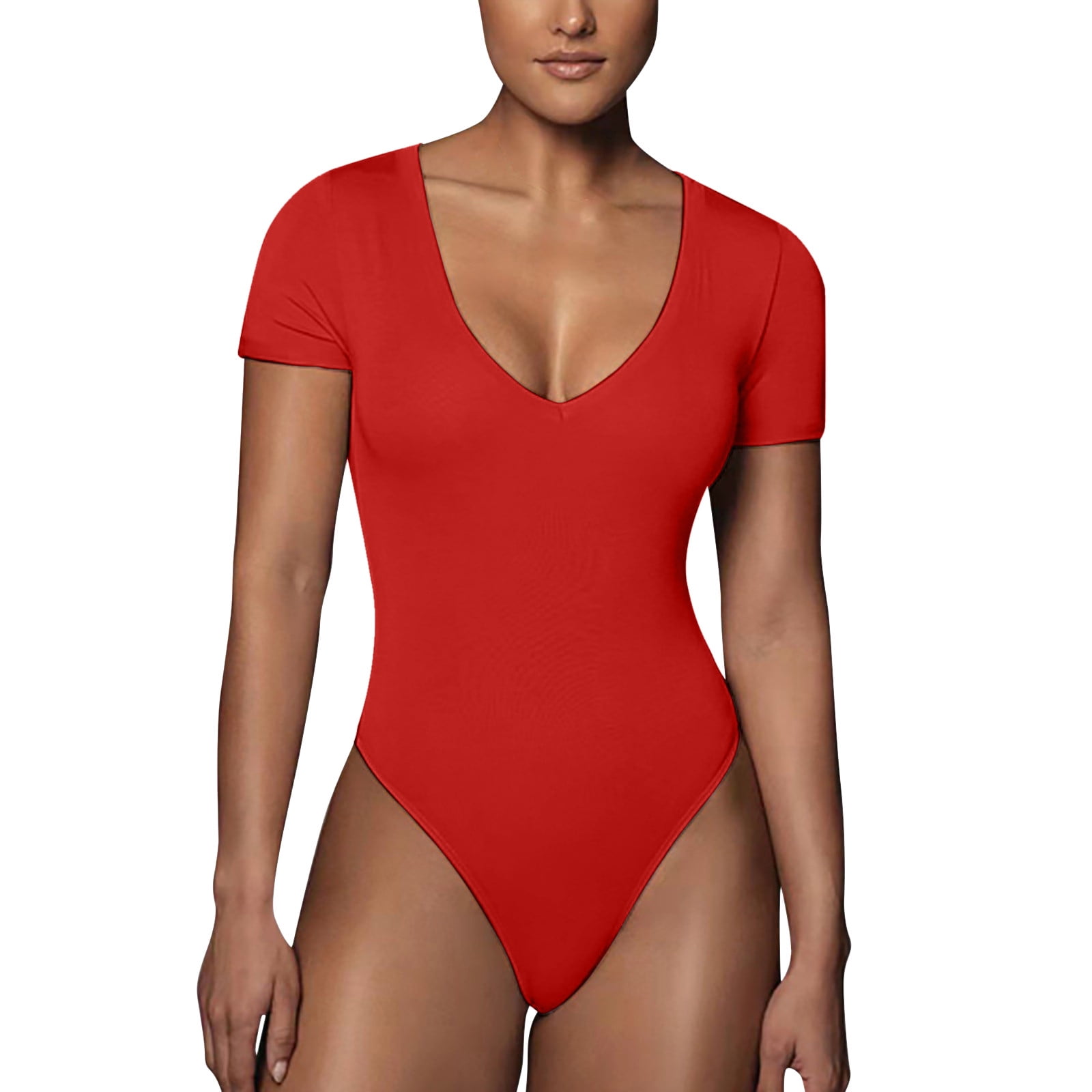 Women's V-neck Short-Sleeved Bodysuit Women's V-neck Short-Sleeved Bodysuit